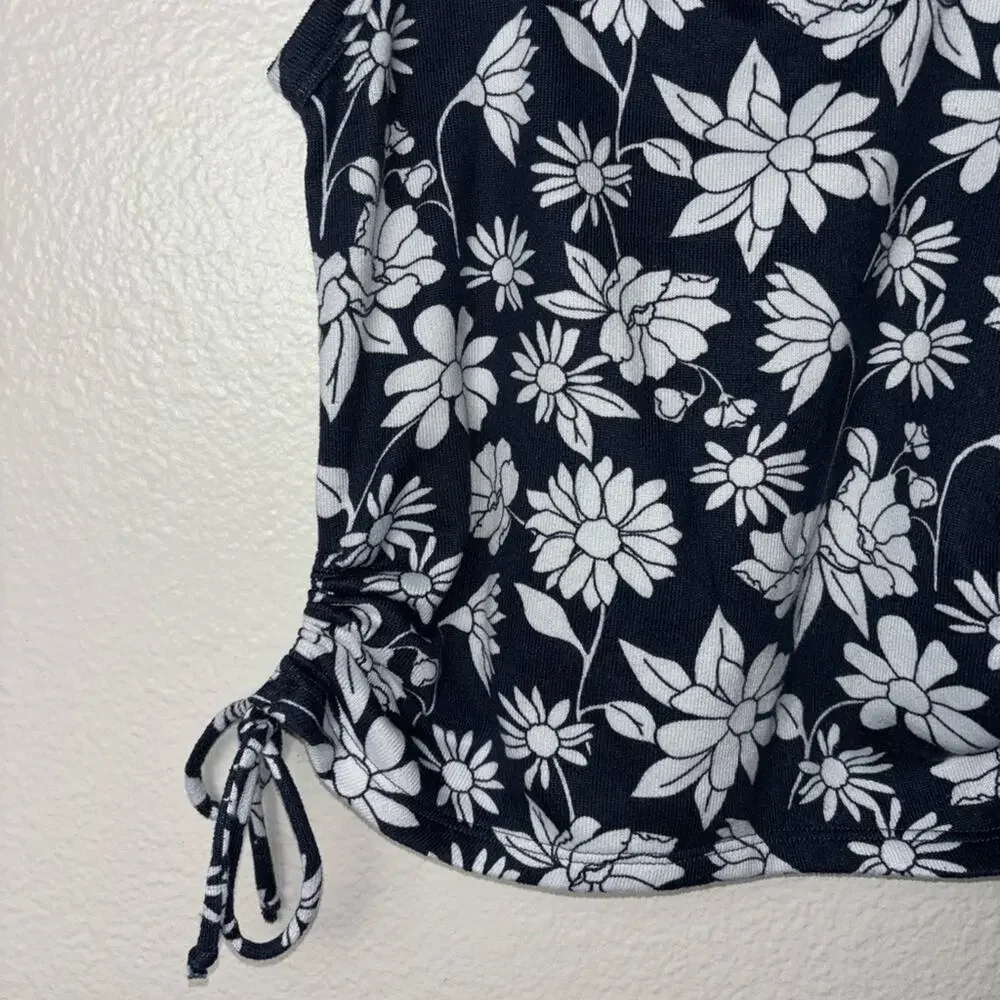 Gilly Hicks Sleep Cami tank women's size medium blue w/ white flowers side ties